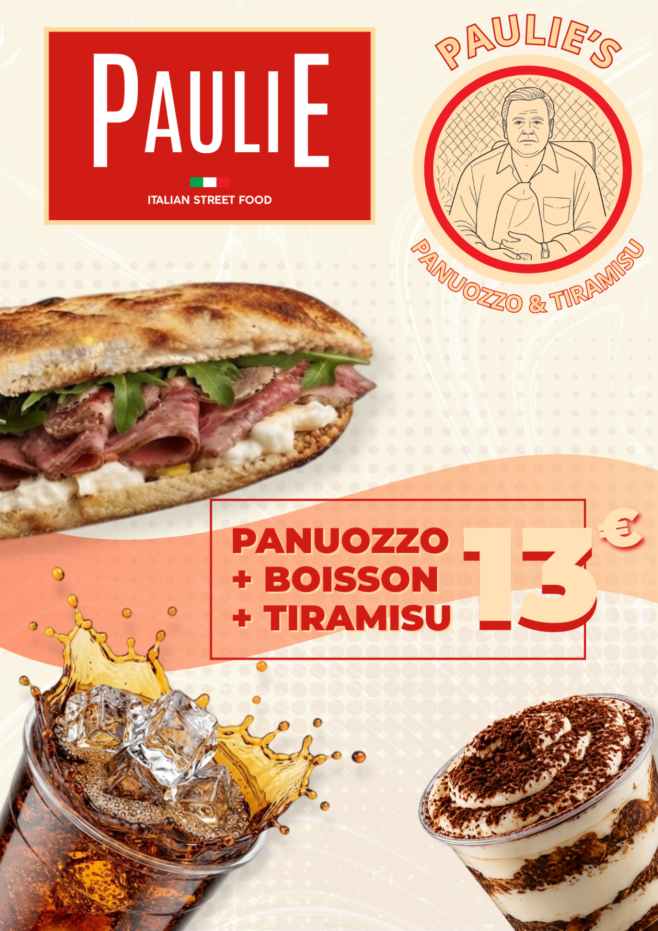 Formule Panuozzo + Boisson + Tiramisu à 13€